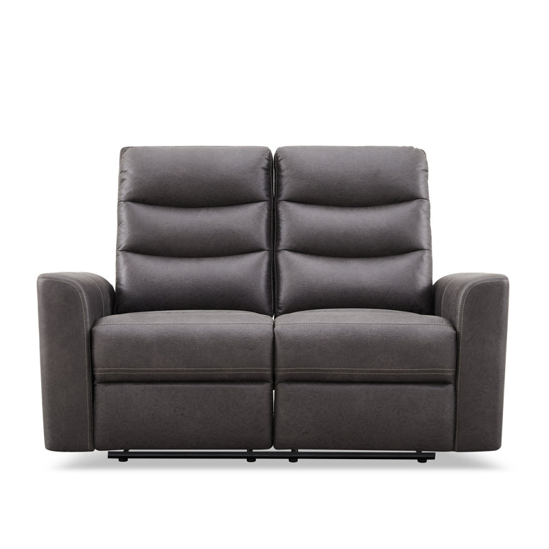 Aldah 58.5'' Upholstered Reclining Sofa, Gray Polyester