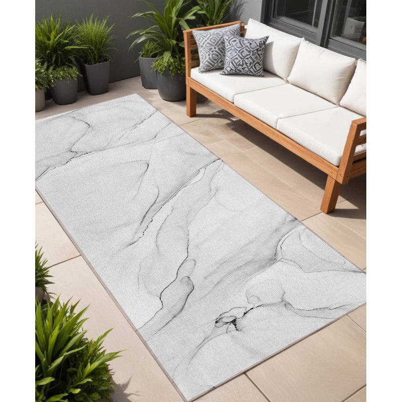 Tapis de couloir d'extérieur 8 po gris
