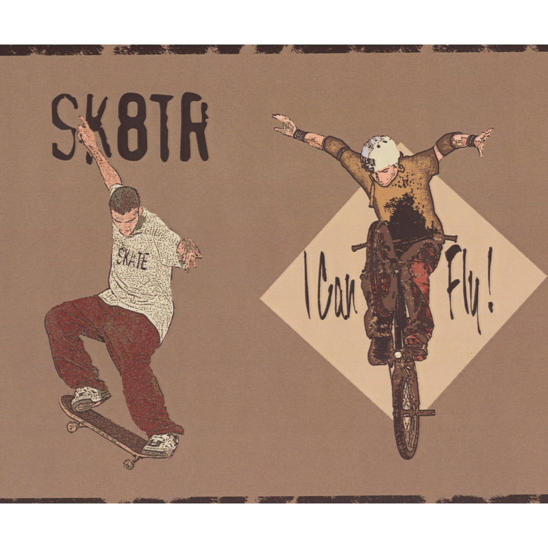 Bordure de papier peint abstrait L 15 pi x l 9 po Skateboarder