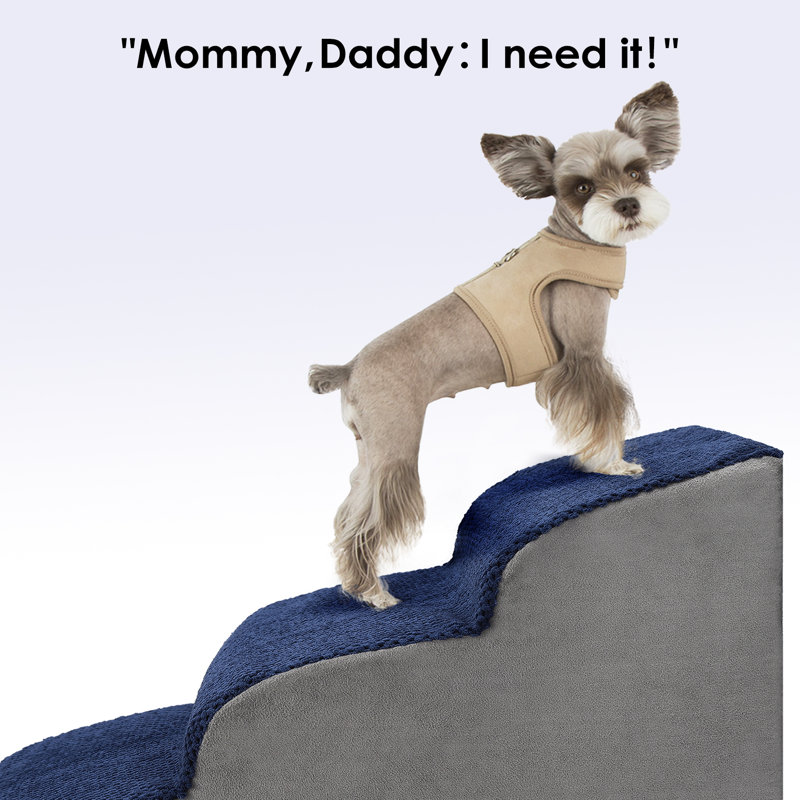 Blue High Density Foam Dog Stairs with Non-Slip Surface