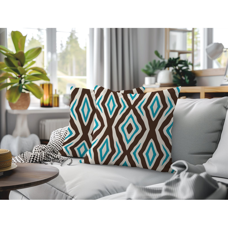 Oreiller réversible intérieur / extérieur Millie, 18x18, Turquoise