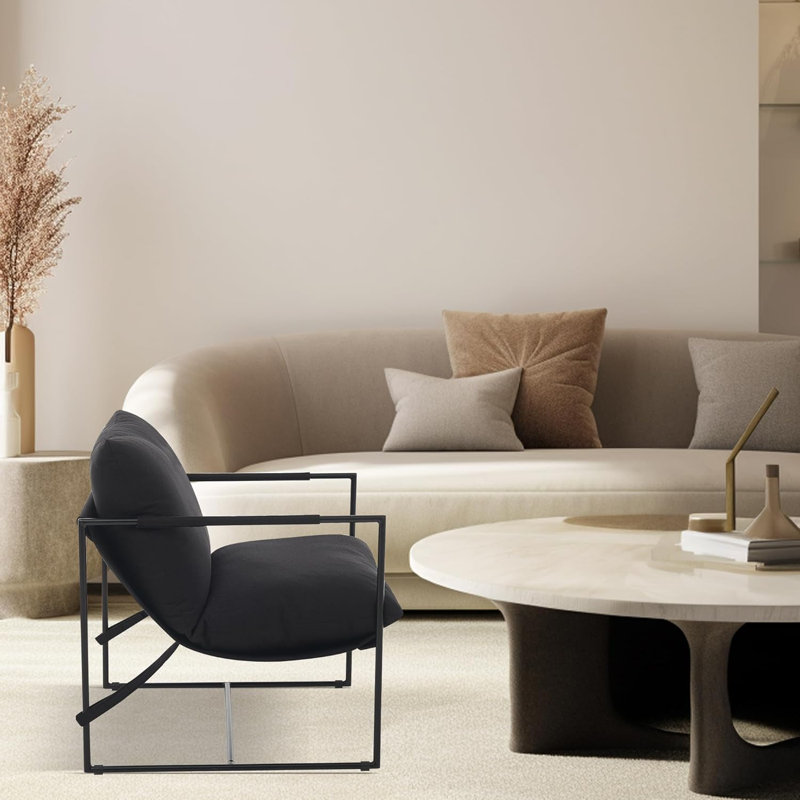 Upholstered Armchair, Black