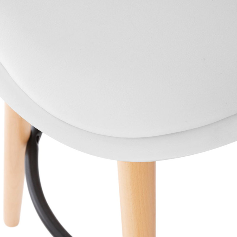 Ingram Upholstered and Faux Leather Bar Stool with Solid Wood Frame, White