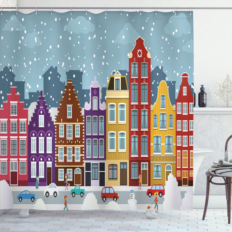 Ensemble de rideau de douche amsterdam et crochets amsterdam, H 70 po x l 69 po