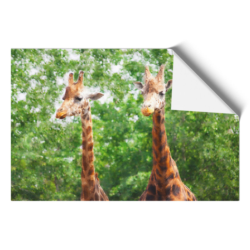 Two Giraffes Painting - Frameless Print, 42cm H x 59cm W x 0.1cm D