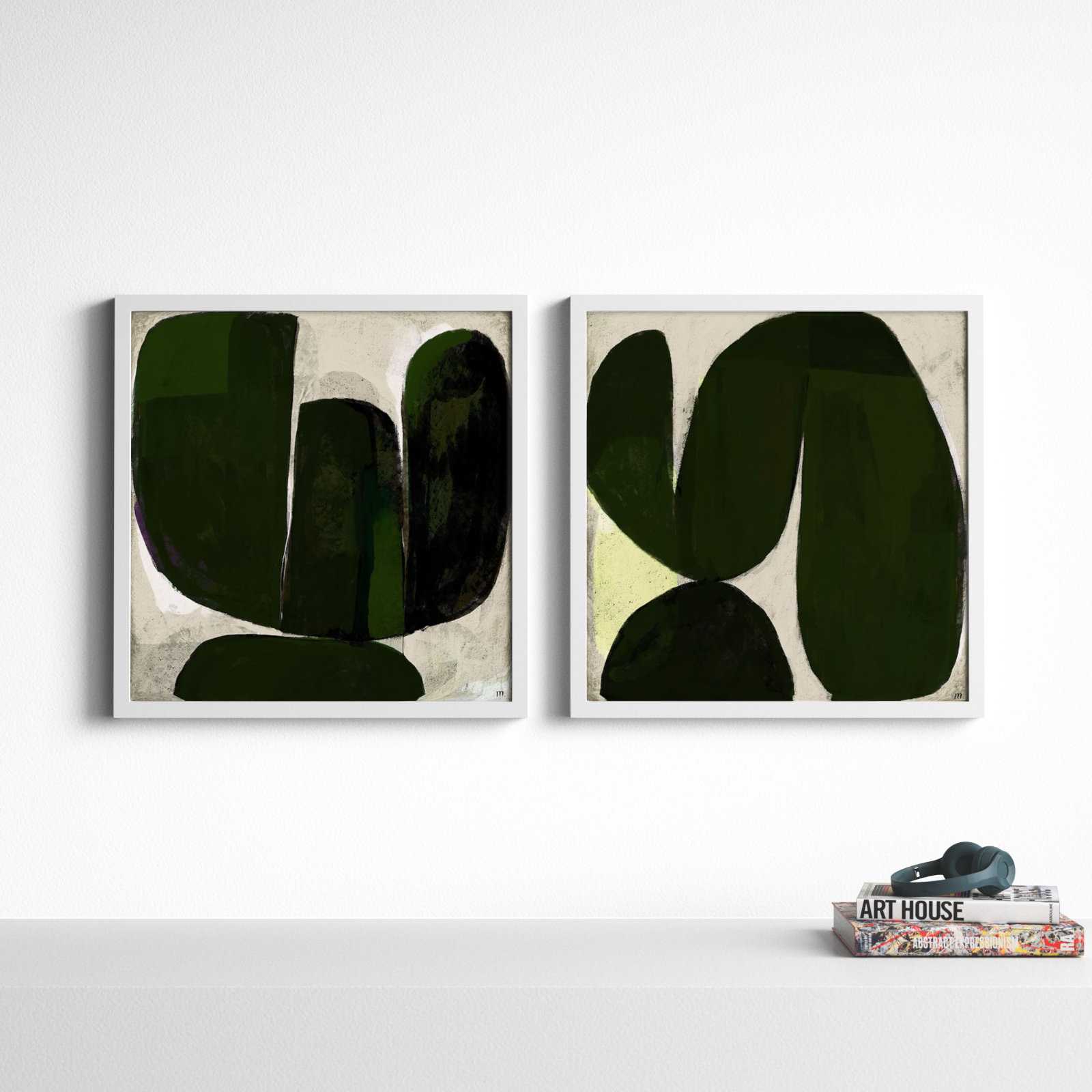 Succulent Set Of 2 by StudioM, 30" H x 30" W x 1.25" D, White