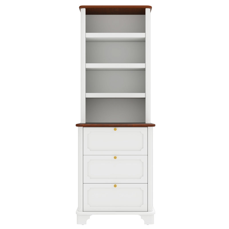  Bibliothèque 71 "H avec tiroirs-classeurs, bibliothèque en bois avec tablettes réglables, Blanc