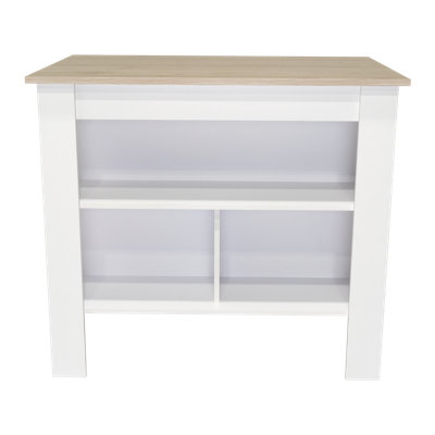 Courson Kitchen Island 2-Tier Shelf 40" Width And Large Work