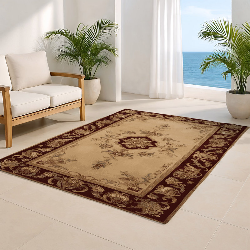 Tapis d'intérieur et d'extérieur brun français, Rectangle 5 pi x 7 pi