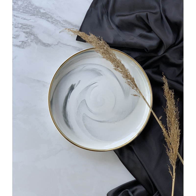 The Luxury Collection Marble Design Plate with Gold Trim - Small 8"
