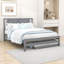 Lit plateforme double avec lit gigogne simple réglable et tête de lit-594730740