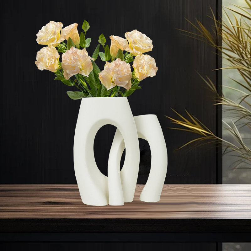 Ensemble de 2 vases en céramique pour décoration intérieure moderne