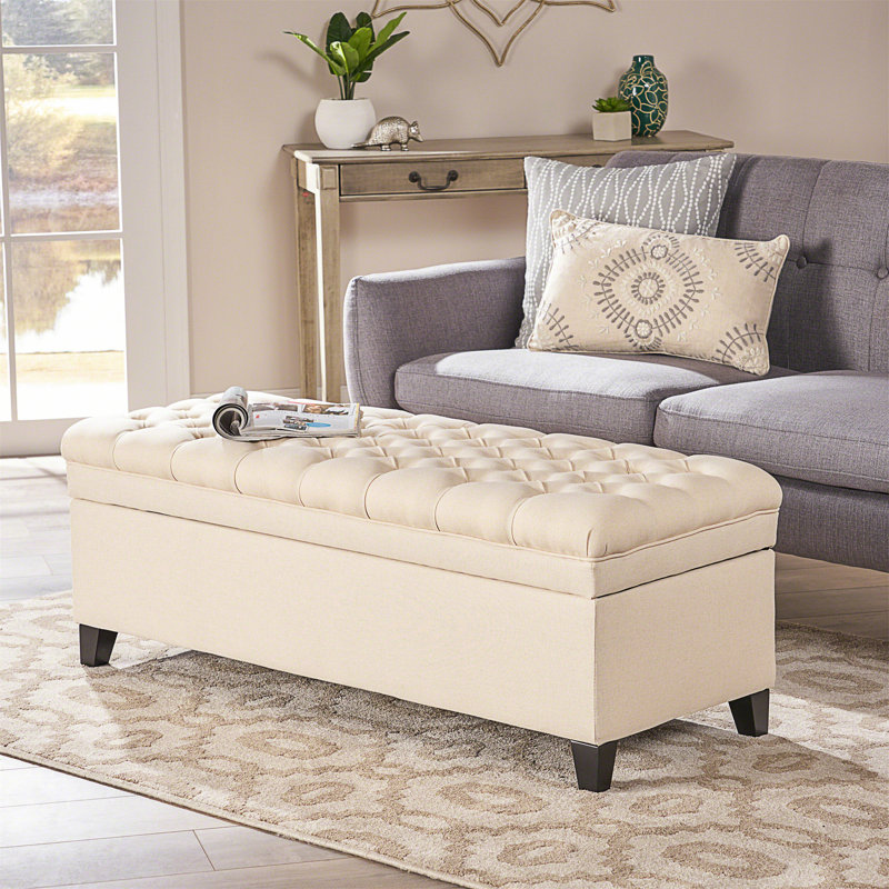 Repose-pieds avec rangement Juliana, Beige