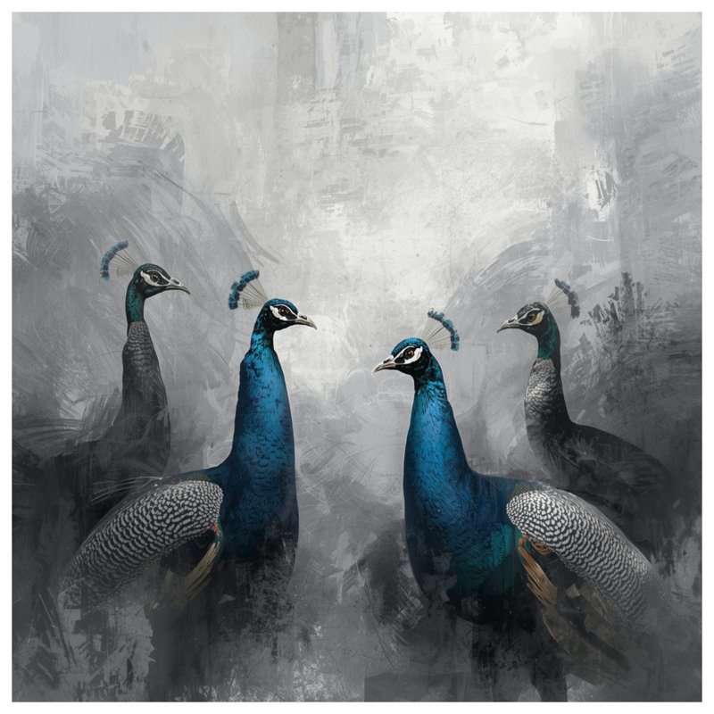 Coussins Group of Peacocks, 16 po x 16 po