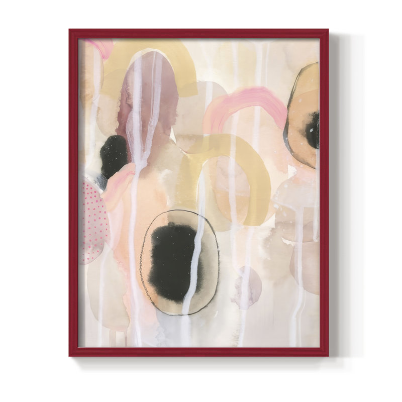 «Pink Avocados I», reproduction encadrée - bois massif, H 21 po x l 17 po, Rouge