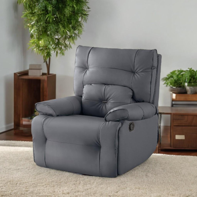 Fauteuil inclinable pivotant en similicuir Nolff, Gris foncé