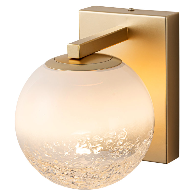 6" Modern Gold Globe LED Wall Sconce Vanity Light Fixture with Bubble Glass Shade for Bathroom, Bedroom, Hallway - 3000K Warm White, 6W 380LM, Dimmable, ETL Listed