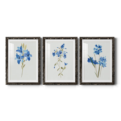 " Blue Blossom Botanical I " 3 - Pieces Painting Print