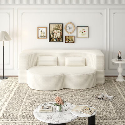Canapé-lit moderne avec 2 coussins, canapé-lit convertible en velours côtelé rembourré de mousse, matelas pliant double pour le salon, lit d'invité, aucun assemblage requis