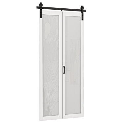 Portes de grange pliantes 84 po en verre givré à double hauteur 84 po avec quincaillerie d'installation