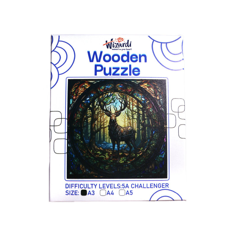 Cerf dans la forêt - casse-tête en bois par Wizardi F07N9-13