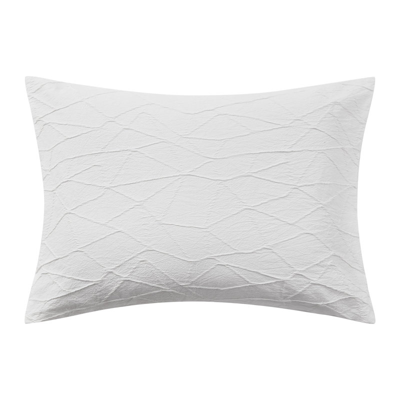 Vera Wang Abstract Crinkle White Duvet Cover Set, Queen, King Duvet Cover + 2 King Shams