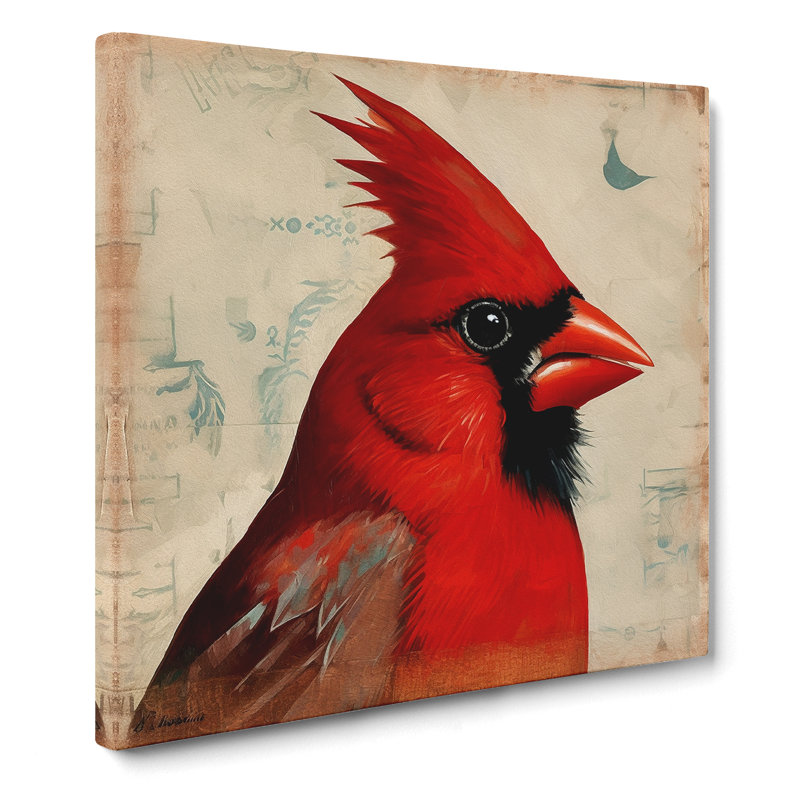 Cardinal Bird Soviet No.1 - Wrapped Canvas - Framed Print, 35cm H x 35cm W x 3cm D