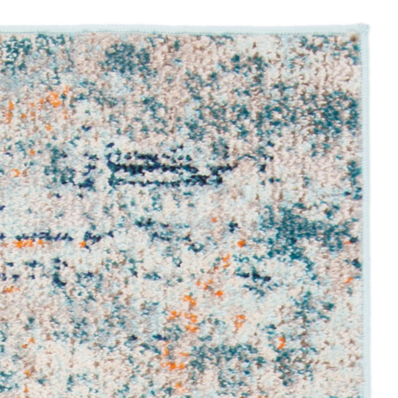 Riccio Abstract Blue/Beige/Orange Area Rug, Square 9'