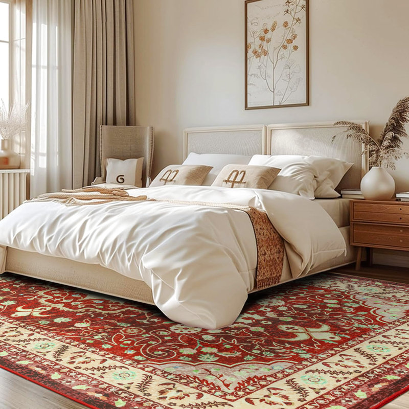 Tapis de salon à motif floral oriental Fillender, Rectangle 4pi x 6 pi