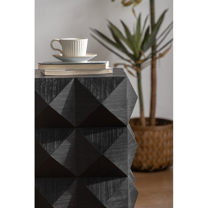 Table d'appoint rétro à motifs tridimensionnels de 23,62 po de hauteur, mobilier rétro, noir, Noir