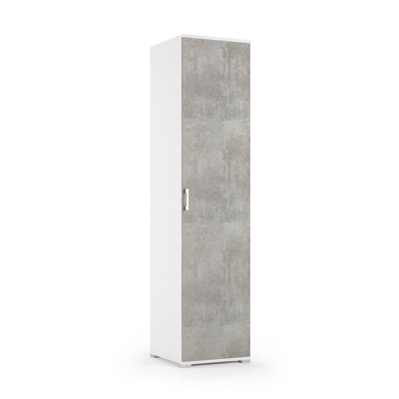 Gurubaksh 2 Door Manufactured Wood Wardrobe, Cement/White 