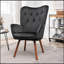 Fauteuil à oreilles de style Mid-Century moderne avec pieds évasés en bois massif pour le bureau de la chambre à coucher du salon-371167153