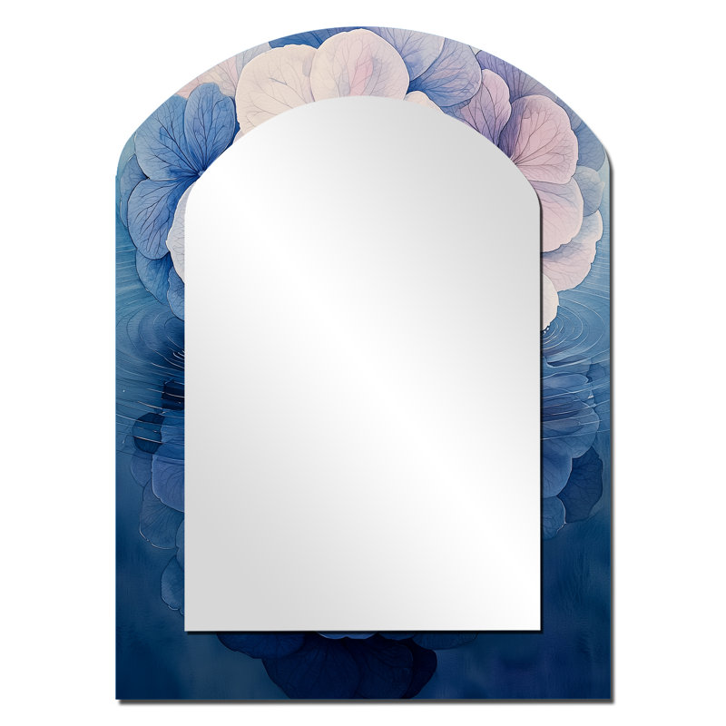 Hydrangea Ripple Effect - miroir décoratif décoratif asymétrique Hydrangea, 34 po x 25 po