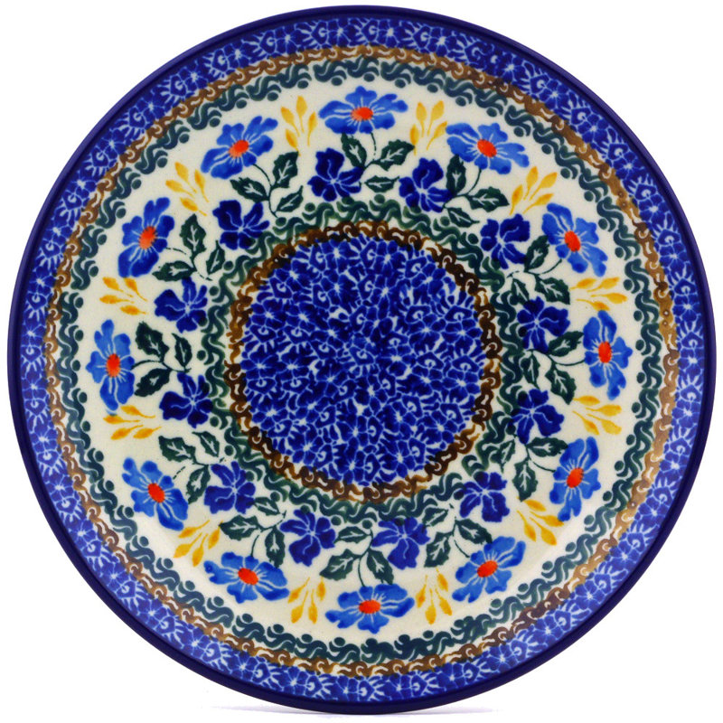 Blue Forget-Me-Nots Polish Pottery 8" Plate