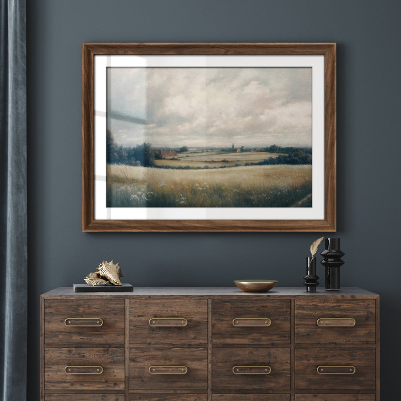 Art mural vintage rétro encadré pour chambre à coucher - 26 po x 36 po brun, Reproduction encadrée avec passe-partout