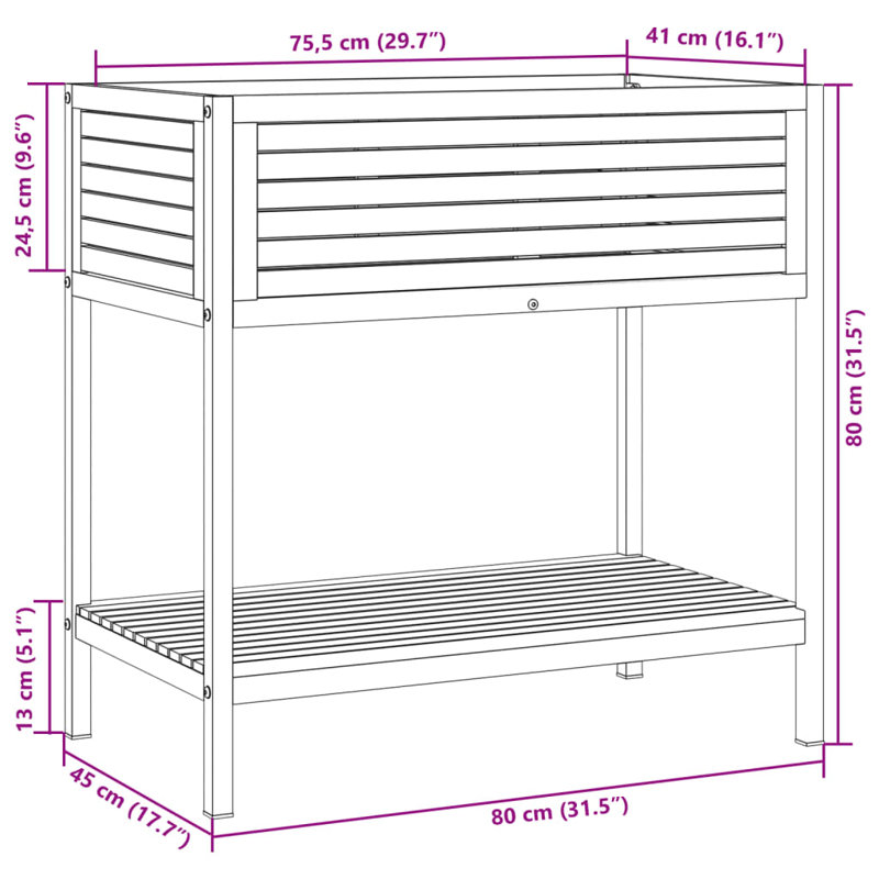 Axen Planter Box, 80cm H x 80cm W x 45cm D