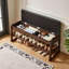 Banc de rangement pour chaussures en bois avec rangement dissimulé et tablettes ouvertes-2064957244-2064957218