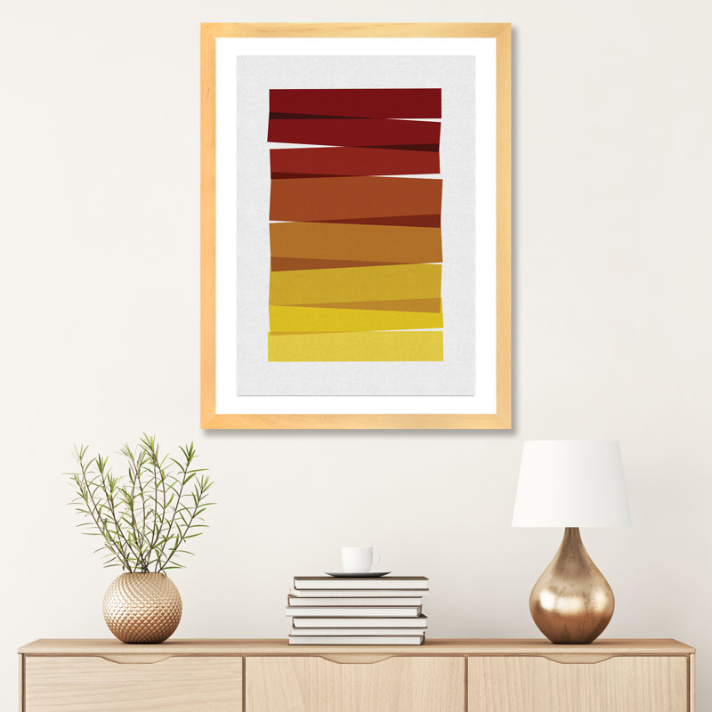 « rayures ii »-impression sur l’image, H 32 po x l 24 po x P 1 po, Papier encadré de bois naturel