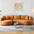 Faux Leather Curved Sectional Sofa-498607171-498607172