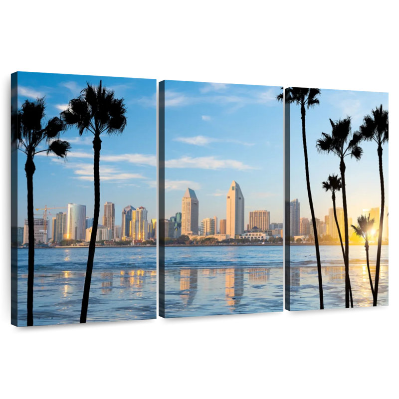 Silhouette du centre-ville de Sireci, San Diego, H 36 po x l 57 po