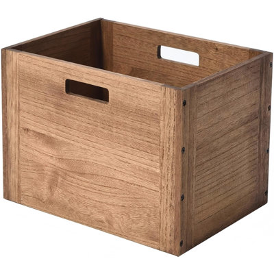 Stackable Wood Storage Cube with Handles, Open Cubby Bin