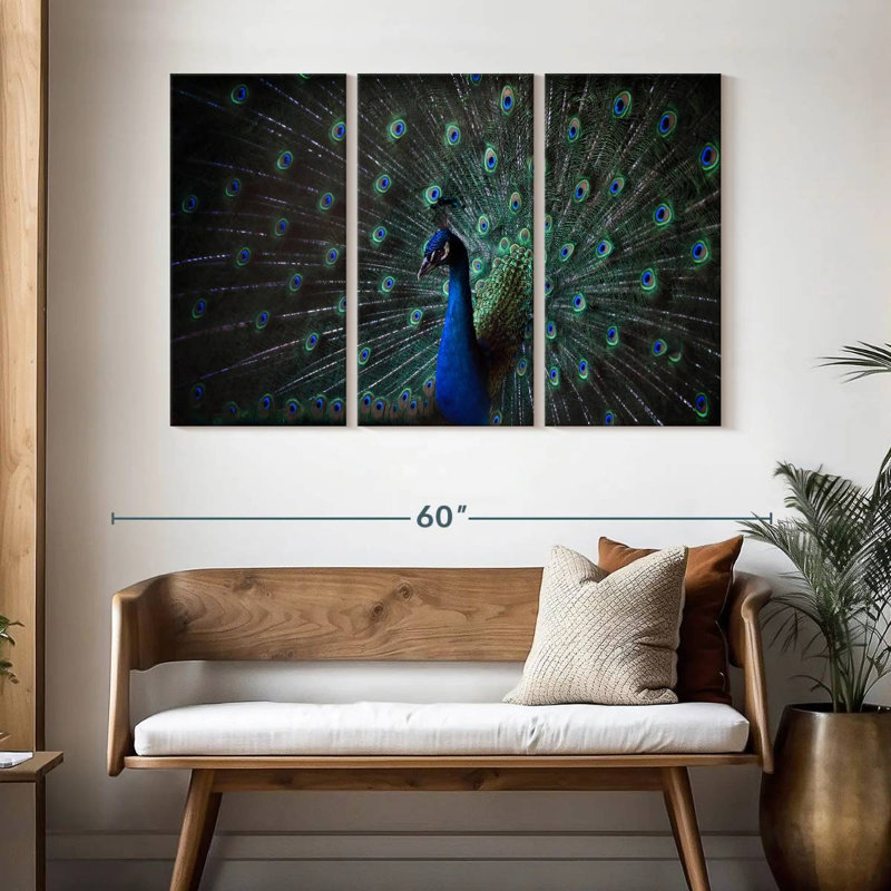 Brampt Noble Blue Peacock, 32" H x 50" W