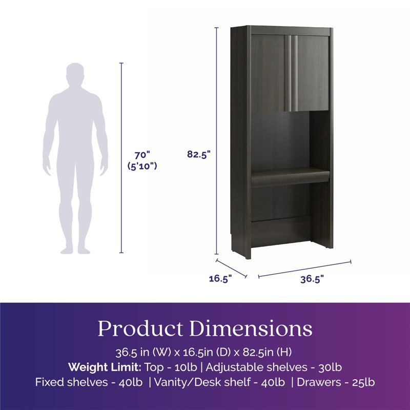 Paramount Vanity/Desk Storage Cabinet with Drawer, Espresso