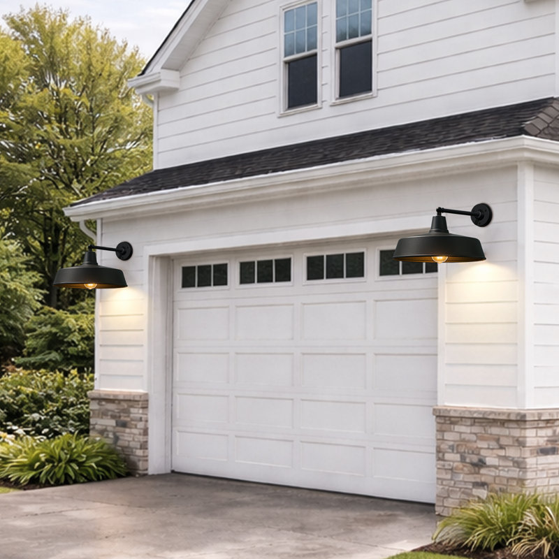 Straight Arm Outdoor Wall Light Set, 12.5" H x 21" W x 28" D