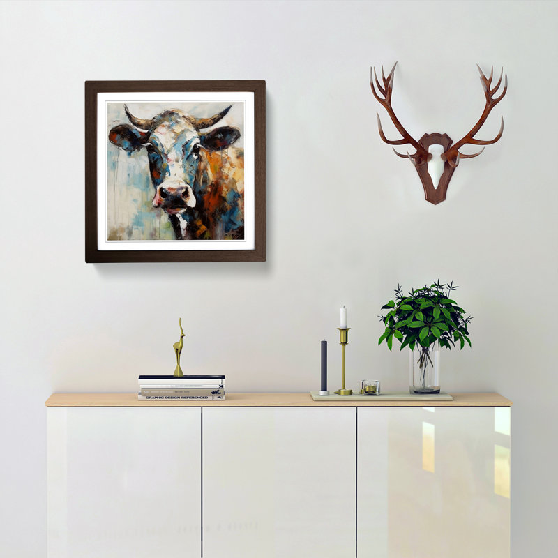 Cow Expressionism - Framed Print, Walnut