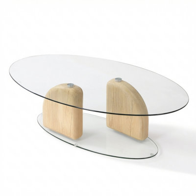 Table basse ovale en verre 45,67 pouces