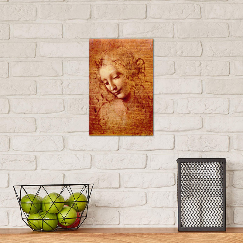 Head Of A Woman by Leonardo Da Vinci - Print on Canvas, 20.32 cm H x 30.48 cm W, No Frame