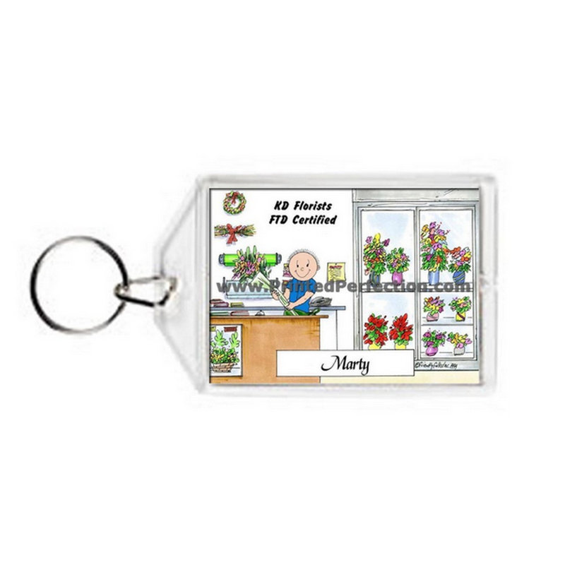 Fleuriste personnalisé - Porte-clés acrylique mâle, Oui