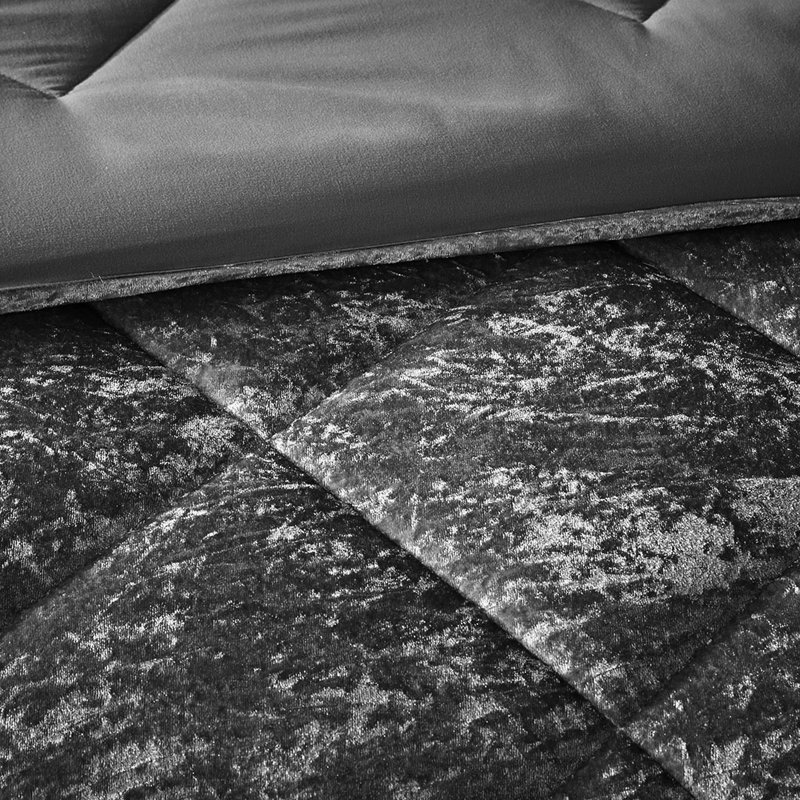 Édredon en velours gris pour lit simple / simple TG - Oreiller décoratif et taie décorative inclus, Gris