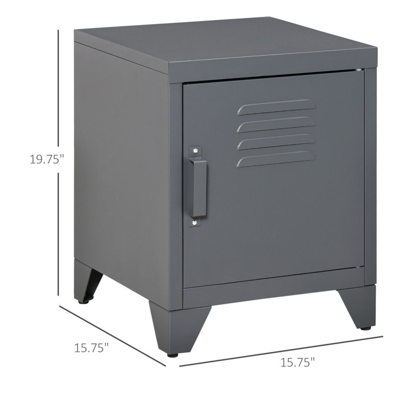 Versatile Industrial Side Table With Lockable Door And Adjustable Shelf For Home Spaces